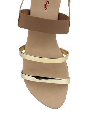 brown faux leather back strap sandals - 12963339 - Standard Image - 3