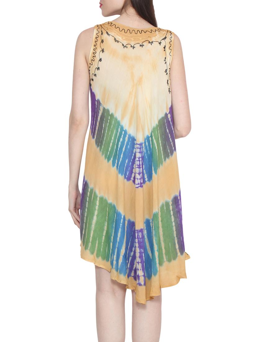 beige printed viscose dress - 12970261 - Zoom Image - 3