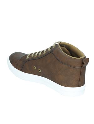 brown leatherette lace up sneaker - 12973458 - Standard Image - 3