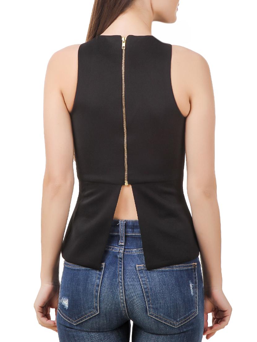 criss cross detail zip up back top - 12983111 - Zoom Image - 3