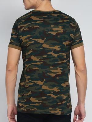 green cotton camouflage printed t-shirt - 12984871 - Standard Image - 3