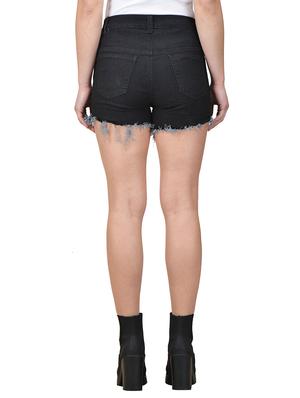 black denim shorts - 12986877 - Standard Image - 3