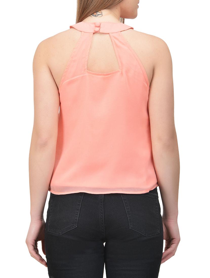 peach georgette top - 12986884 - Zoom Image - 3