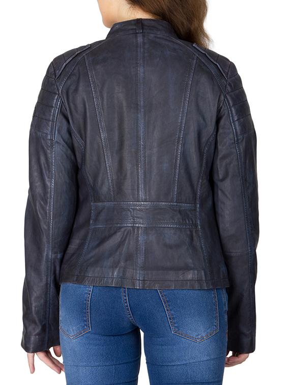 navy blue leather jacket - 12987829 - Zoom Image - 3