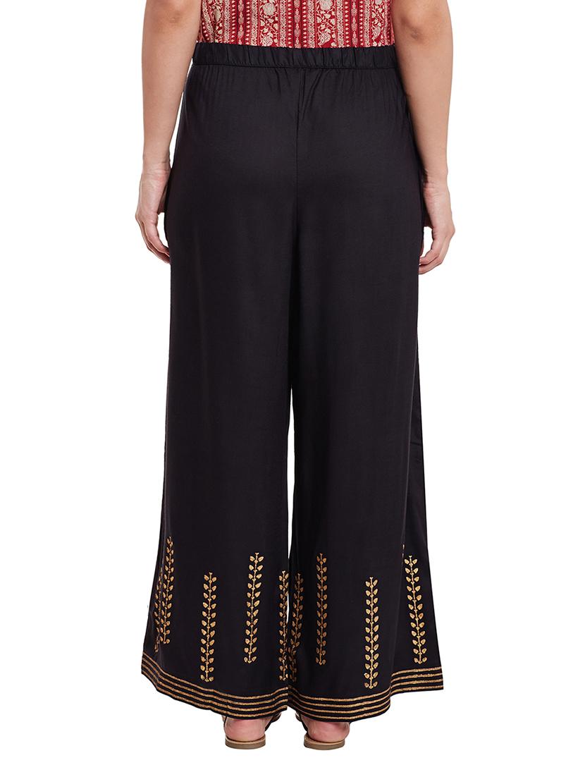 black printed rayon palazzo - 12991673 - Zoom Image - 3