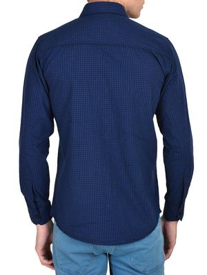 blue cotton checked casual shirt - 12993215 - Standard Image - 3