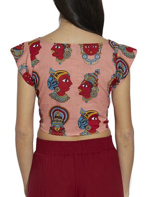 pink printed cotton crop top - 12994210 - Standard Image - 3