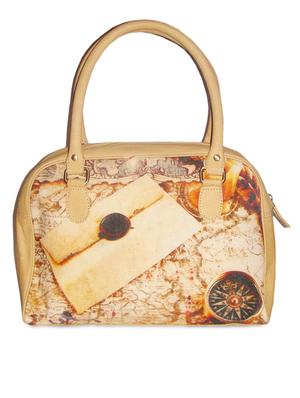 beige bicycle and navigator printed canvas handbag - 1300046 - Standard Image - 3