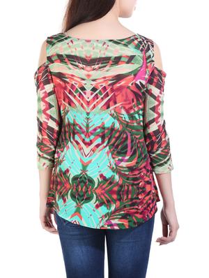 green printed top - 13002769 - Standard Image - 3