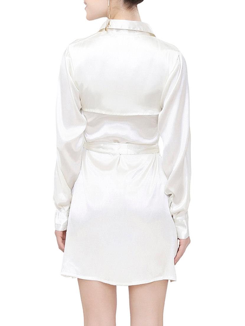 white polyester shirt dress - 13003494 - Zoom Image - 3
