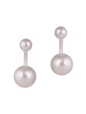 silver metal drop(set of 2) earrings - 13003539 - Standard Image - 3