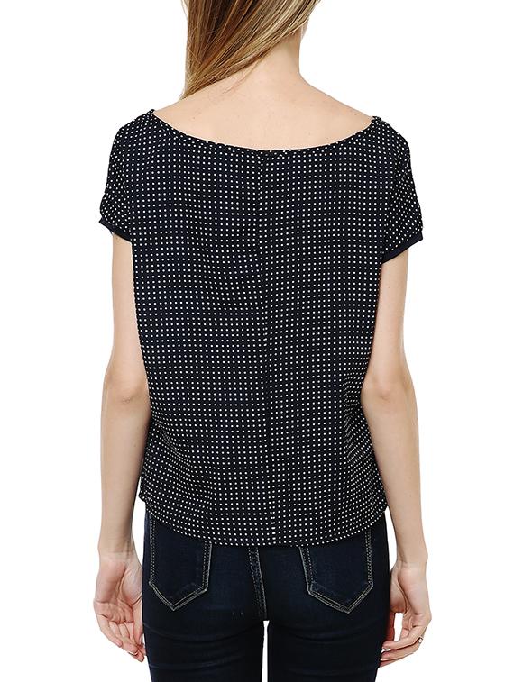black polka dots printed crepe top - 13007138 - Zoom Image - 3