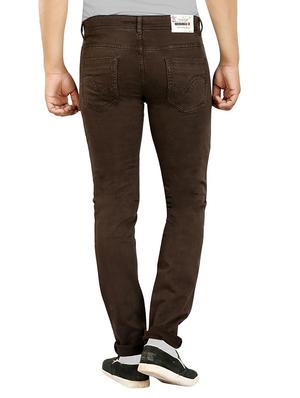 solid brown denim jeans - 13007784 - Standard Image - 3