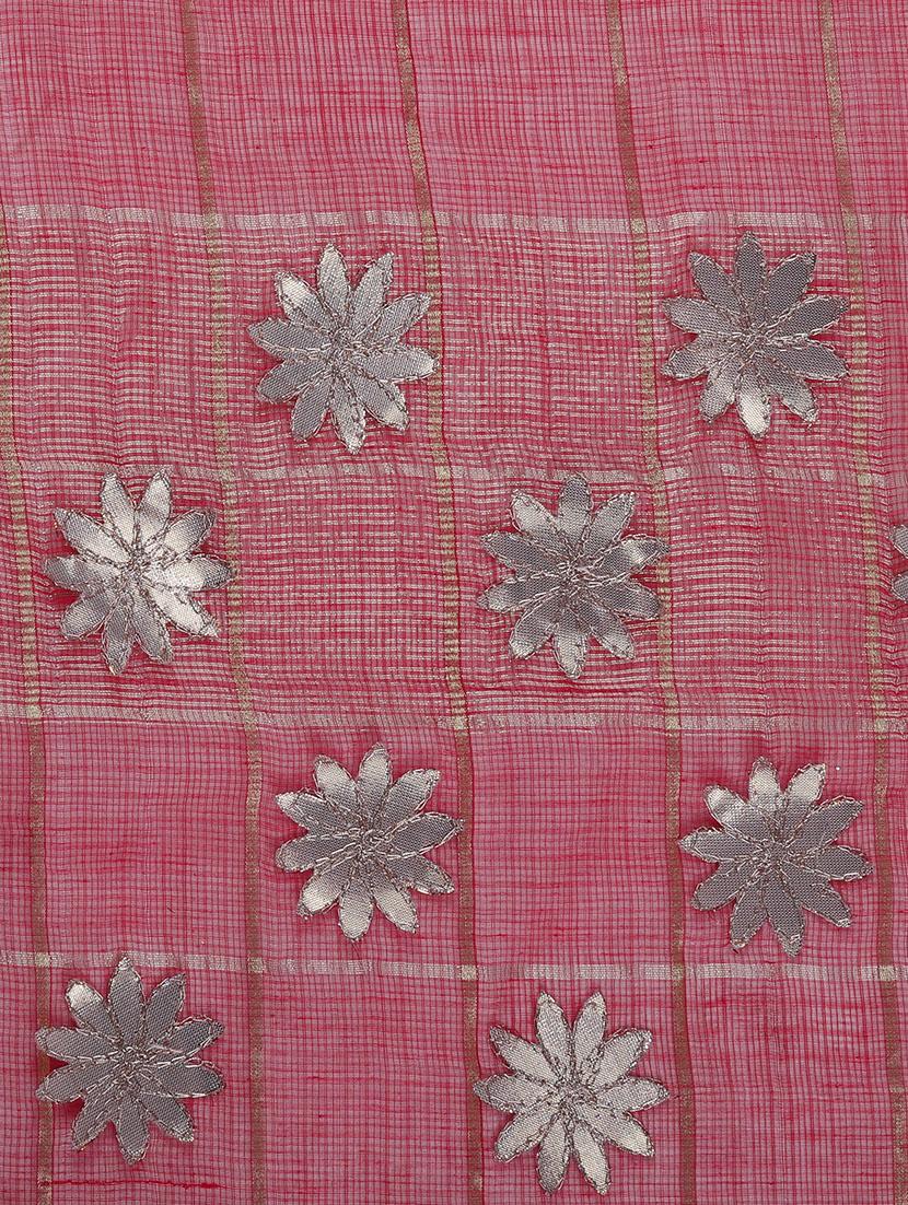 red cotton blend gota patti saree with blouse - 13014956 - Zoom Image - 3