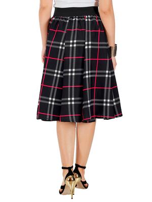 black checkered crepe flared skirt - 13016475 - Standard Image - 3