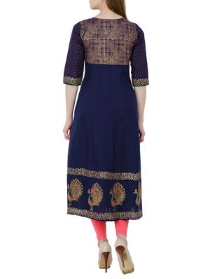 blue cotton anarkali kurta - 13017921 - Standard Image - 3