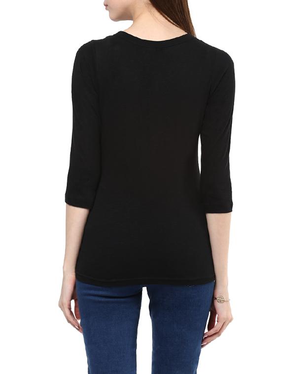 black cotton regular top - 13023189 - Zoom Image - 3