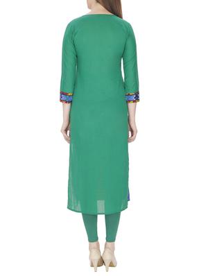 multi colored cotton embroidered long kurta - 13024926 - Standard Image - 3