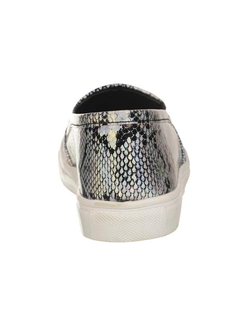 silver leatherette plimsolls casual shoes - 13038615 - Zoom Image - 3