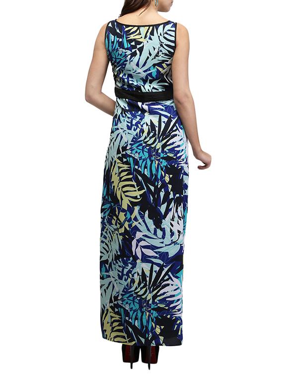 pleated detail side slit maxi dress - 13056273 - Zoom Image - 3