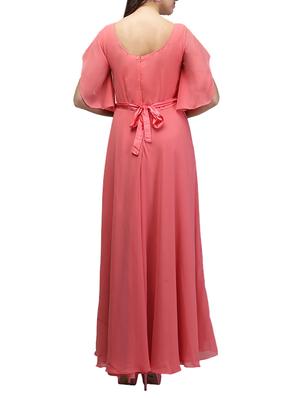 boat neck waist-tie gown - 13056282 - Standard Image - 3