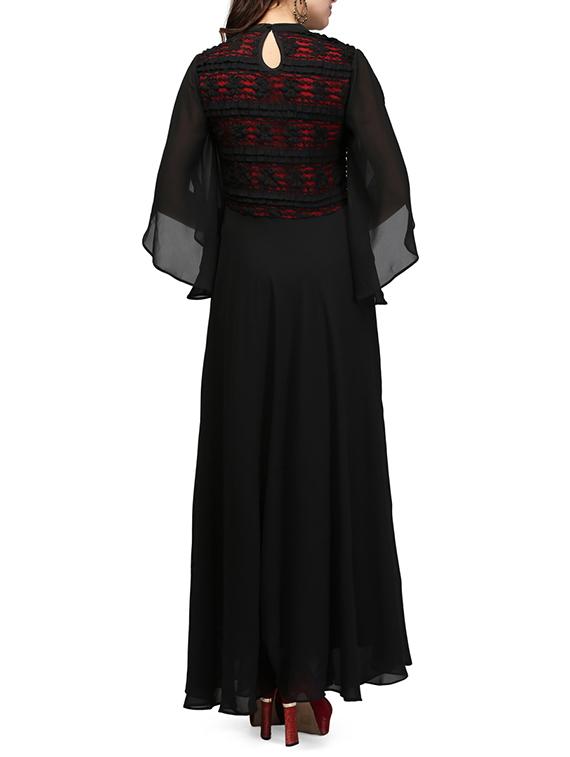 slit sleeved keyhole back gown - 13056286 - Zoom Image - 3