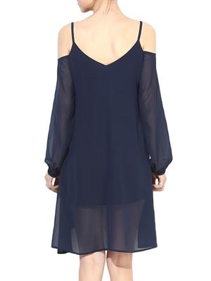 blue georgette off shoulder gypsy dress - 1306189 - Standard Image - 3