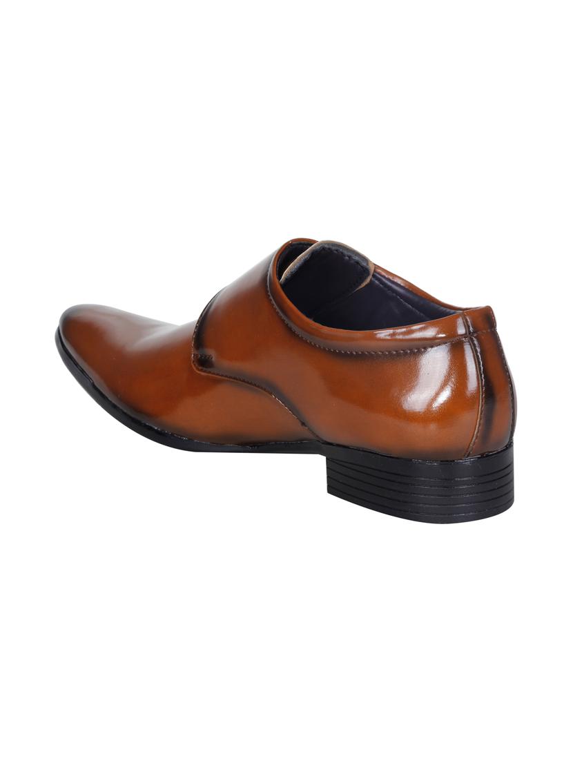 tan leatherette slip on monk strap - 13062646 - Zoom Image - 3