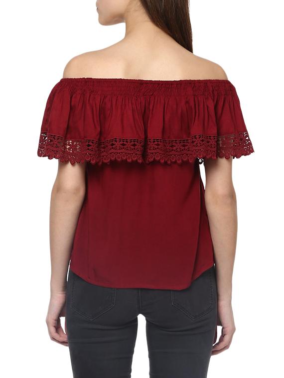 off shoulder lace detail layered top - 13064730 - Zoom Image - 3