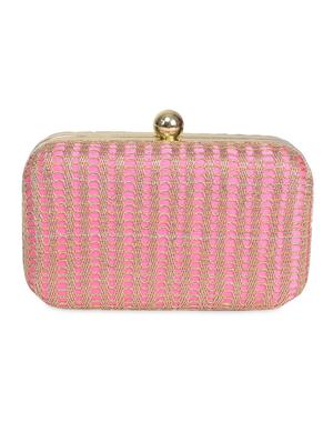 pink and gold embroidered clutch - 1306482 - Standard Image - 3