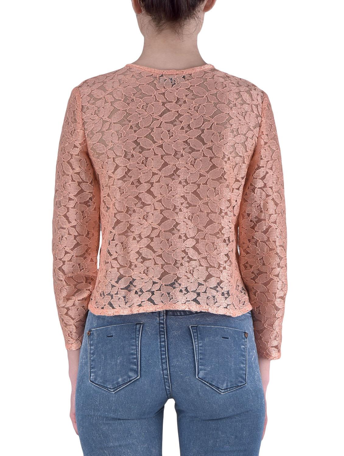 solid peach net laced jacket - 1306584 - Zoom Image - 3