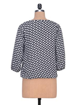 Black Rayon Printed Top - 1306747 - Standard Image - 3