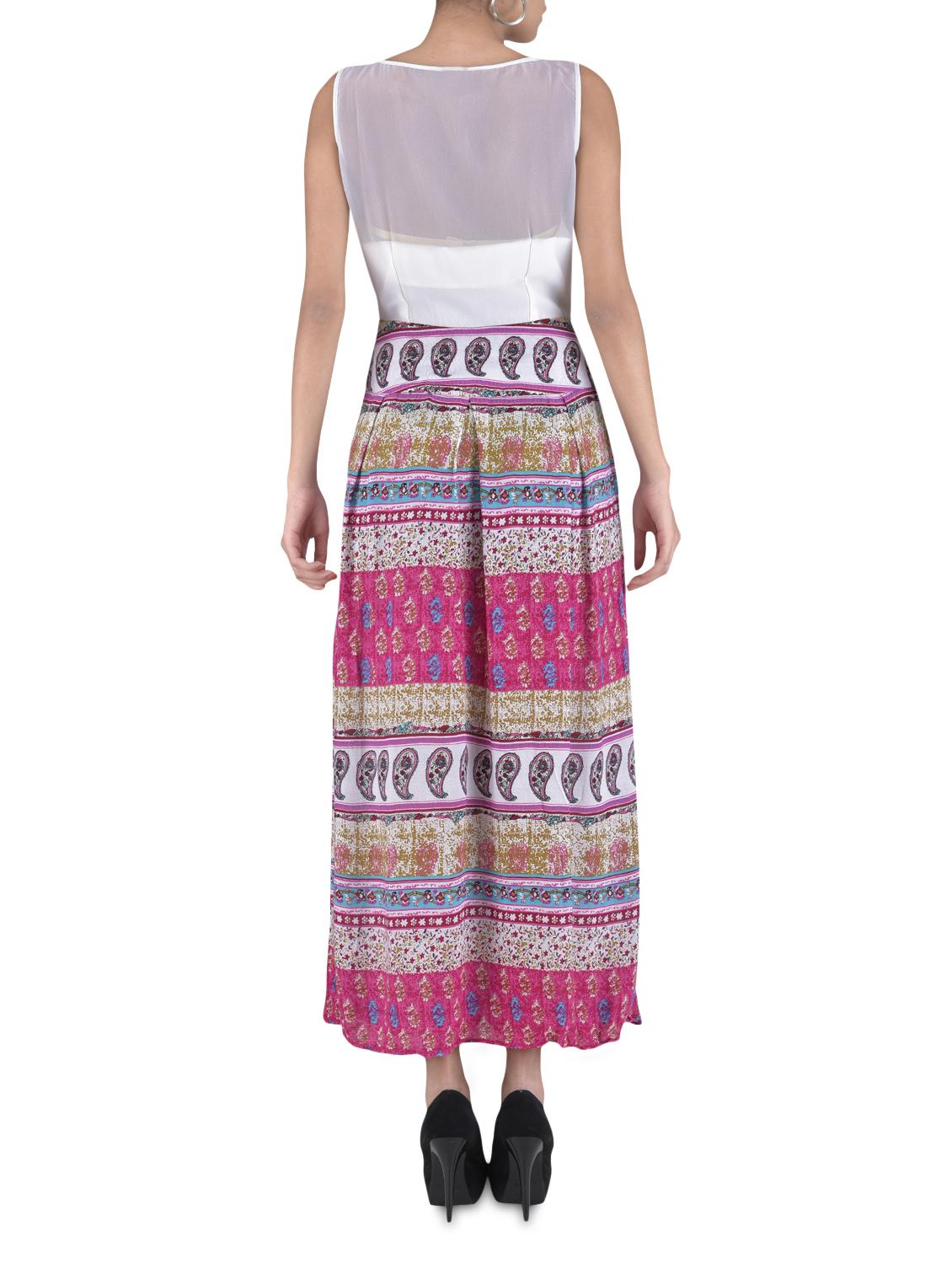 multicolored printed georgette maxi dress - 1306893 - Zoom Image - 3