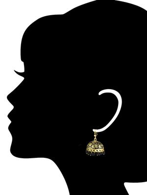 black metal jhumka earrings - 13069759 - Standard Image - 3