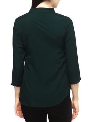 dark green polycrepe regular top - 13070007 - Standard Image - 3