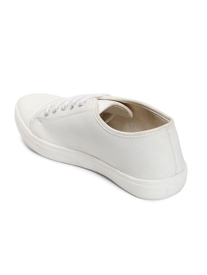 white canvas laceup sneakers - 13070126 - Zoom Image - 3
