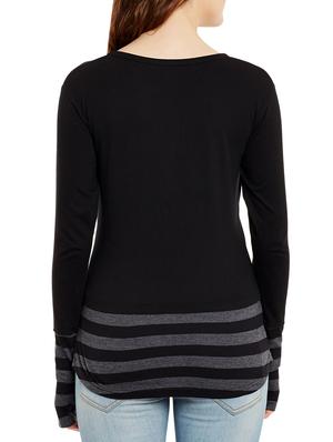thumb hole striped top - 13071138 - Standard Image - 3