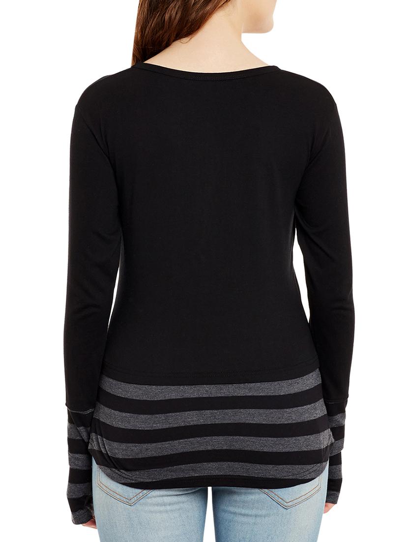 thumb hole striped top - 13071138 - Zoom Image - 3