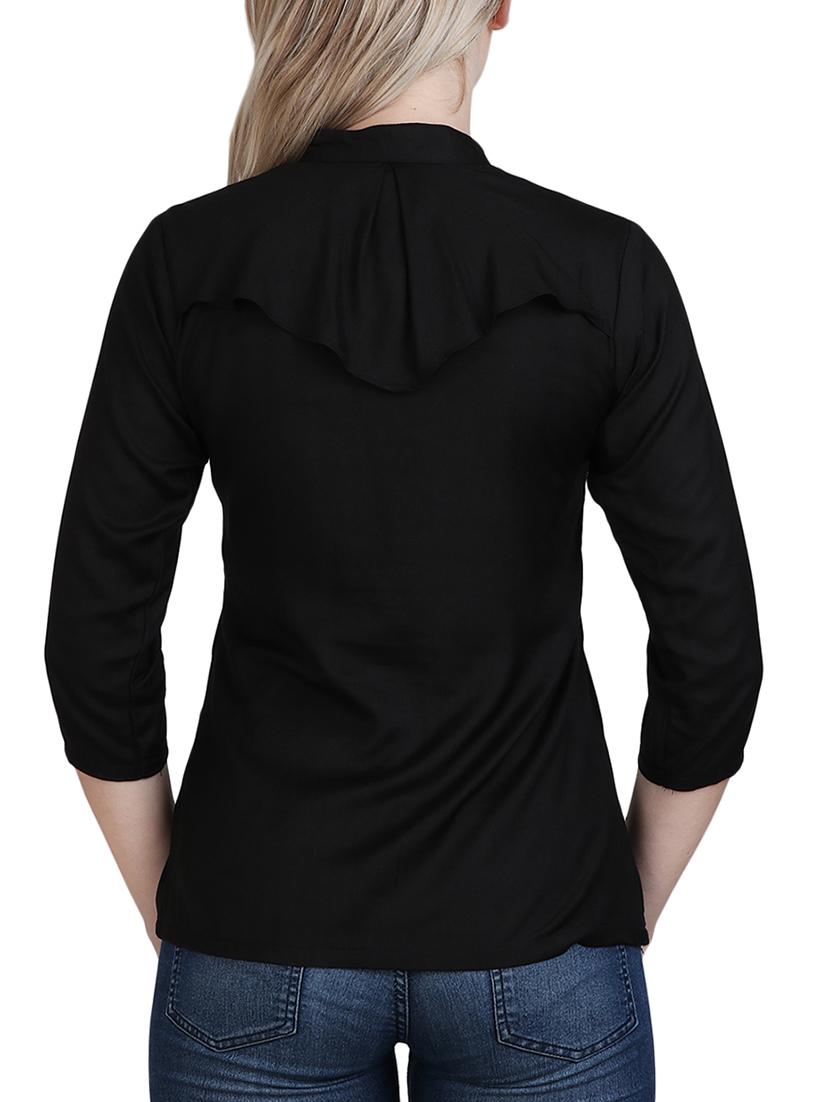 black viscose regular shirt - 13073528 - Zoom Image - 3