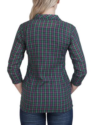 green checkered cotton shirt - 13073538 - Standard Image - 3