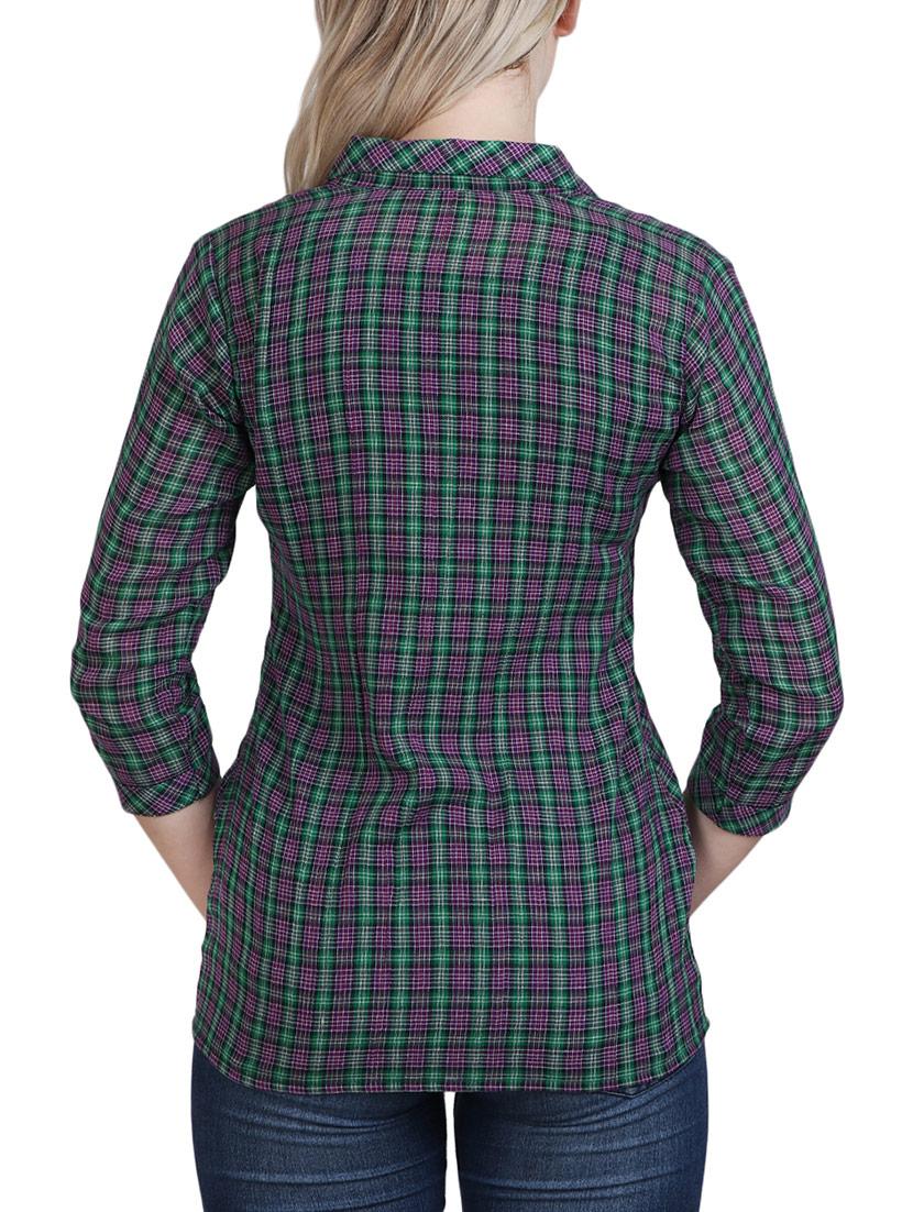 green checkered cotton shirt - 13073538 - Zoom Image - 3