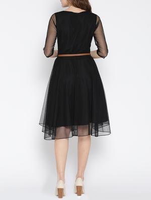 black crepe fit & flare dress - 13073861 - Standard Image - 3