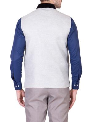 white cotton nehru jacket - 13087042 - Standard Image - 3
