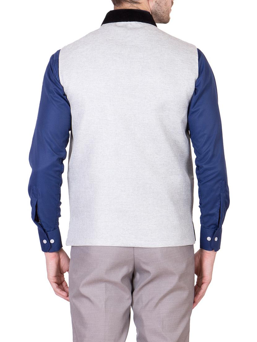white cotton nehru jacket - 13087042 - Zoom Image - 3