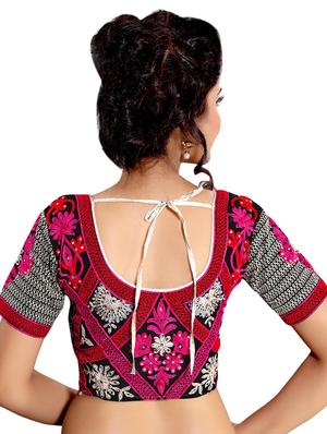 multi colored raw silk embroidered stitched blouse - 13090782 - Standard Image - 3