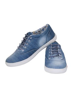 blue denim lace up sneakers - 13098683 - Standard Image - 3