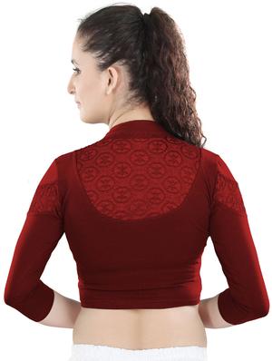 red cotton lycra stitched blouse - 13101880 - Standard Image - 3