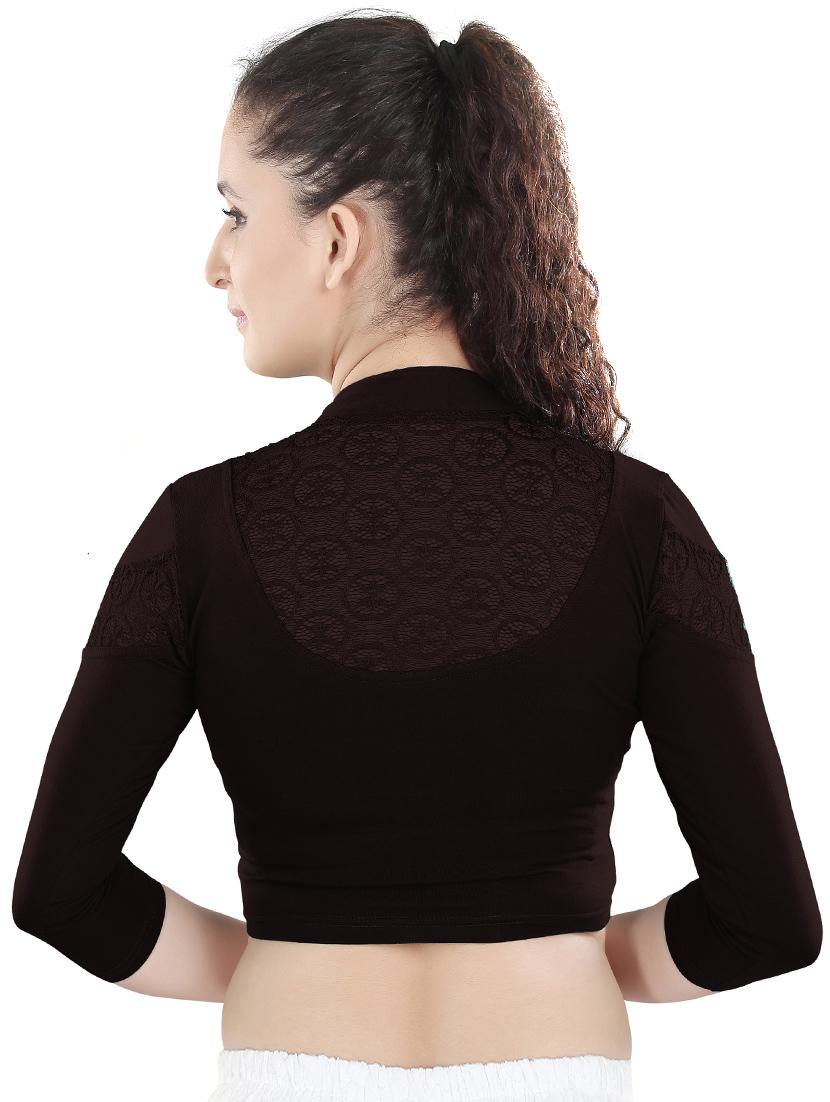 black cotton lycra stitched blouse - 13101881 - Zoom Image - 3