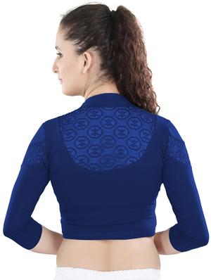blue cotton lycra stitched blouse - 13101892 - Standard Image - 3