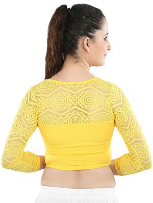 Net sleeved solid stitched blouse - 13101953 - Standard Image - 3